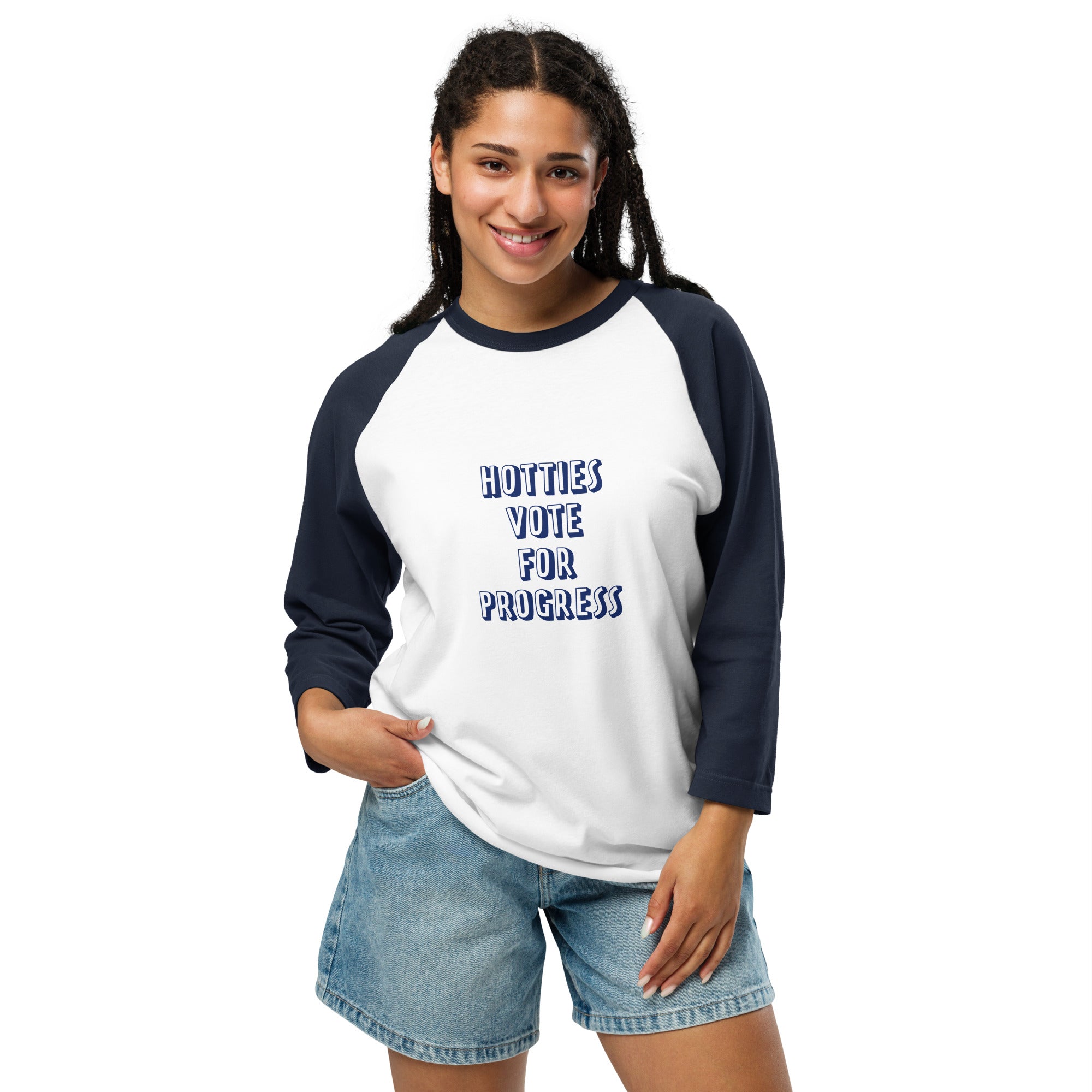 Hotties Vote For Progress 3/4 Sleeve Raglan Shirt